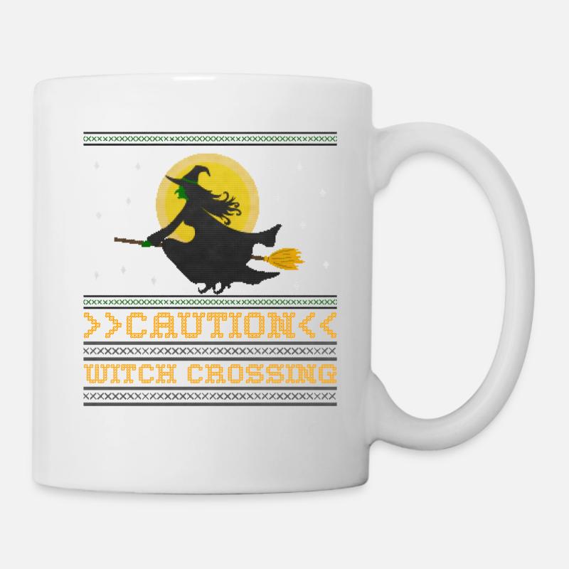 Sorcière Avec Le Bealon Ugly Halloween 2021 Caution femmes - Mug blanc - blanc