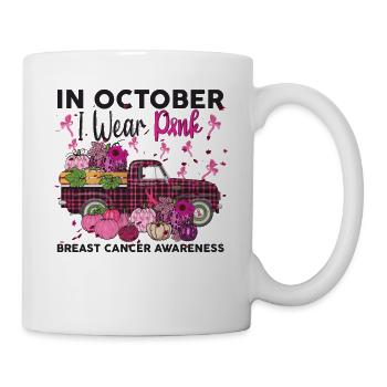 Dans October I Wear Pink Breast Cancer Awareness - Mug blanc - blanc - Droite