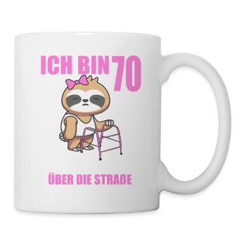 70 bitte helfen Sie mir über Straße 70. Geburtstag - Tasse - Weiß - Rechts