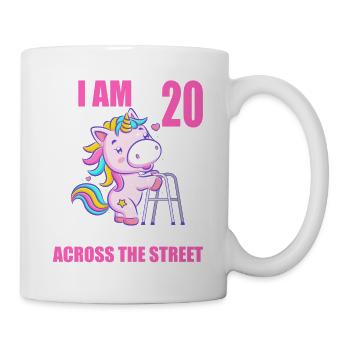 20 bitte helfen Sie mir über Straße 20. Geburtstag - Tasse - Weiß - Rechts