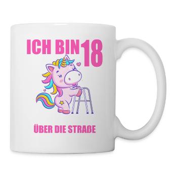 18 bitte helfen Sie mir über Straße 18. Geburtstag - Tasse - Weiß - Rechts