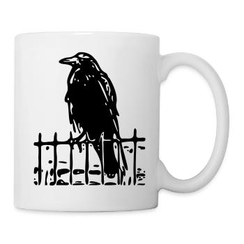 Oiseau corbeau sur la clôture (1c) - Mug blanc - blanc - Droite