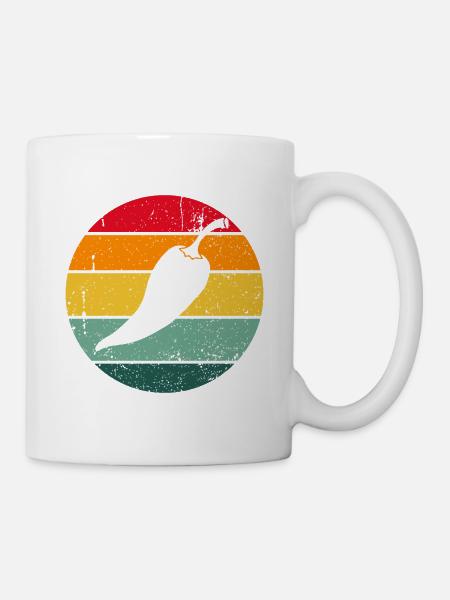 Vintage Retro Chilli Scharf Geschenk Chili - Tasse - Weiß