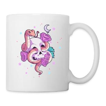 Cute Creepy Skull Serpent Snake Roses Kawaii Paste - Mug - white - Right
