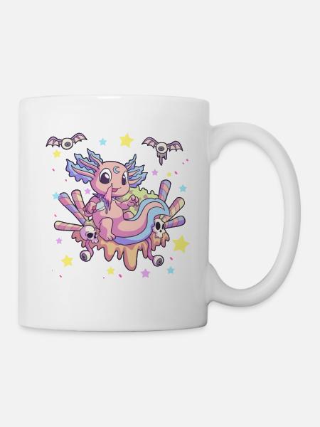 Pastel Goth Cute Creepy Axolotl Gothic Kawaii Menh - Mug - white