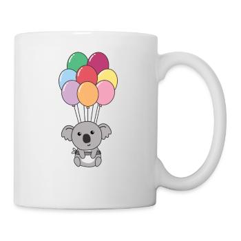 Koala fliegt mit bunten Luftballons nach oben - Tasse - Weiß - Rechts