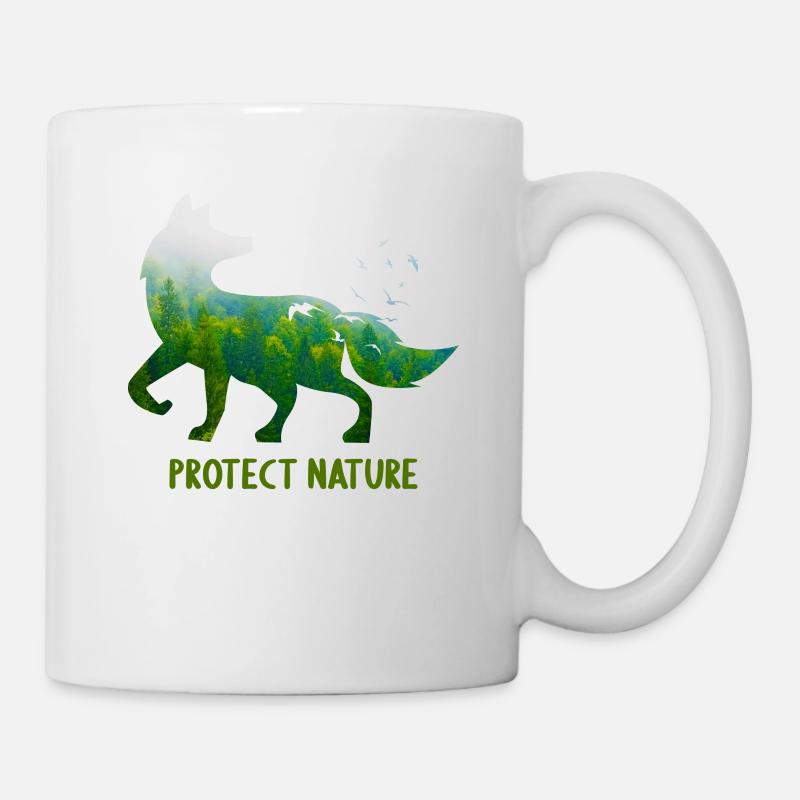 Protect Nature Fox Unmweltschutz Tierschutz - Tasse - Weiß