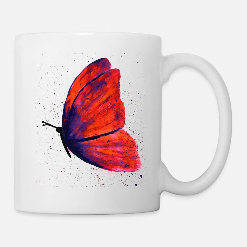 Papillon Violet Orange - Mug blanc - blanc