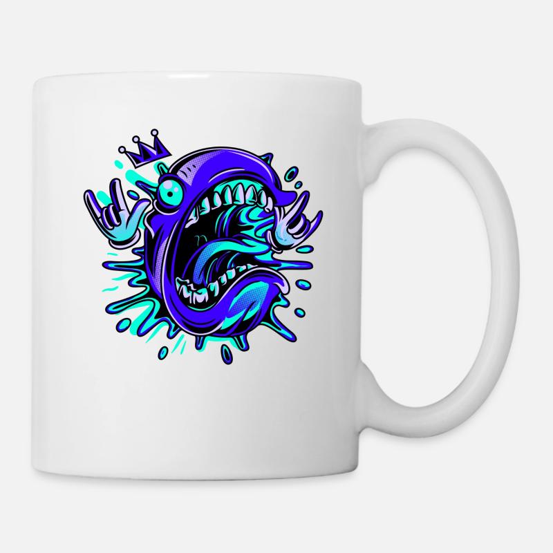 Crazy fish head with crown No.11 - Mug - white