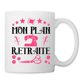 Mon plan retraite couture t shirt couture - Mug blanc - blanc - Droite
