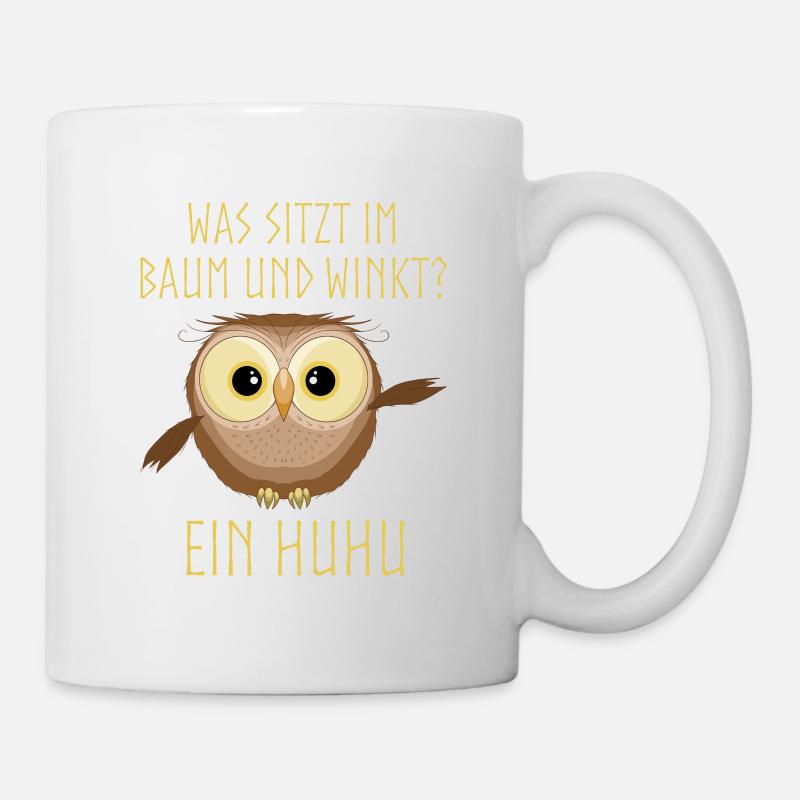 Eule Huhu Wortwitz - Tasse - Weiß