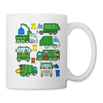 Garbage collection vehicles green garbage trucks - Mug - white - Right