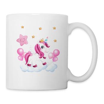 Jolie licorne sur nuage en rose avec des étoiles - Mug blanc - blanc - Droite