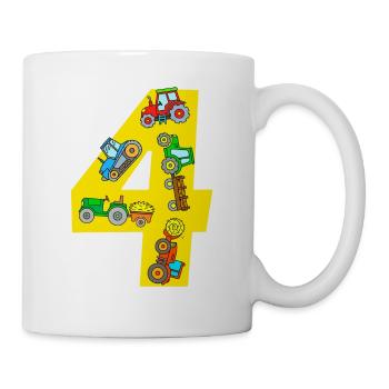 Champ tracteur design enfants 4 ans anniversaire - Mug blanc - blanc - Droite