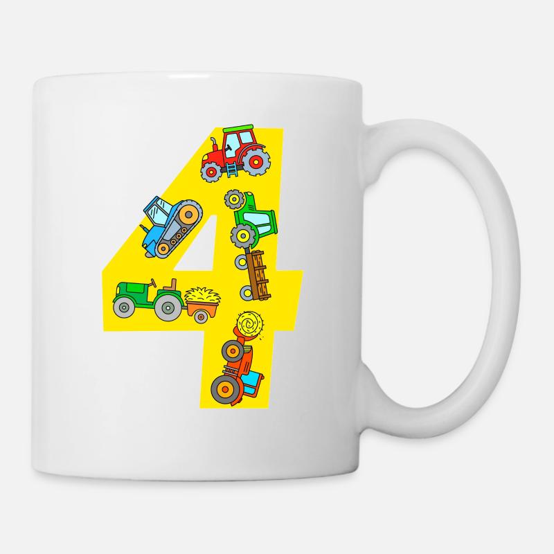 Feld Traktor Design Kinder 4 Jahre Geburtstag - Tasse - Weiß