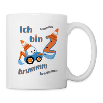 Geburtstag – Ich bin 2 – mit einem süßen Trecker - Tasse - Weiß - Rechts