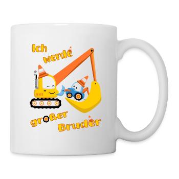 Ich werde großer Bruder – Bagger und Trecker - Tasse - Weiß - Rechts