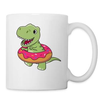 Cute Dino T-Rex funny animals in donut pink - Mug - white - Right