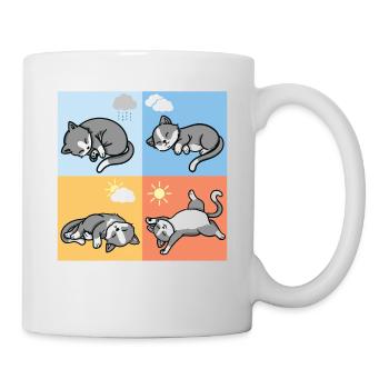 funny sleeping weather cats cuddly outfit - Mug - white - Right