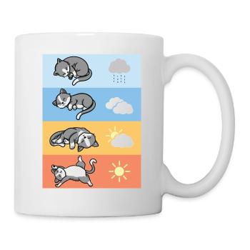funny sleeping weather cats cuddly outfit - Mug - white - Right