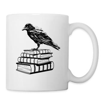 Dark Academia Aesthetic Rabe Krähe On Old Bücher - Tasse - Weiß - Rechts