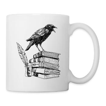 Dark Academia Aesthetic Corbeau On Old Livres - Mug blanc - blanc - Droite