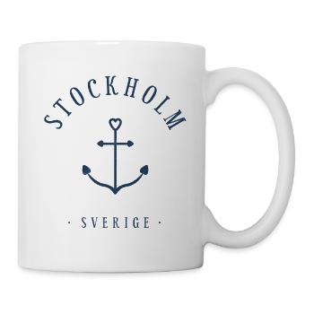 Stockholm Schweden Tattoo Anker Herz Love Hygge - Tasse - Weiß - Rechts