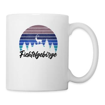 Fichtelgebirge Retro Hirsch Wald Heimat - Tasse - Weiß - Rechts