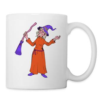 Hexe Besen Lustiger Hexen Fun Halloween Geschenk - Tasse - Weiß - Rechts