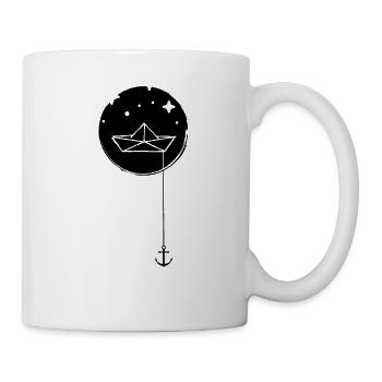 Bateau en papier avec ancre dans la mer - Mug blanc - blanc - Droite