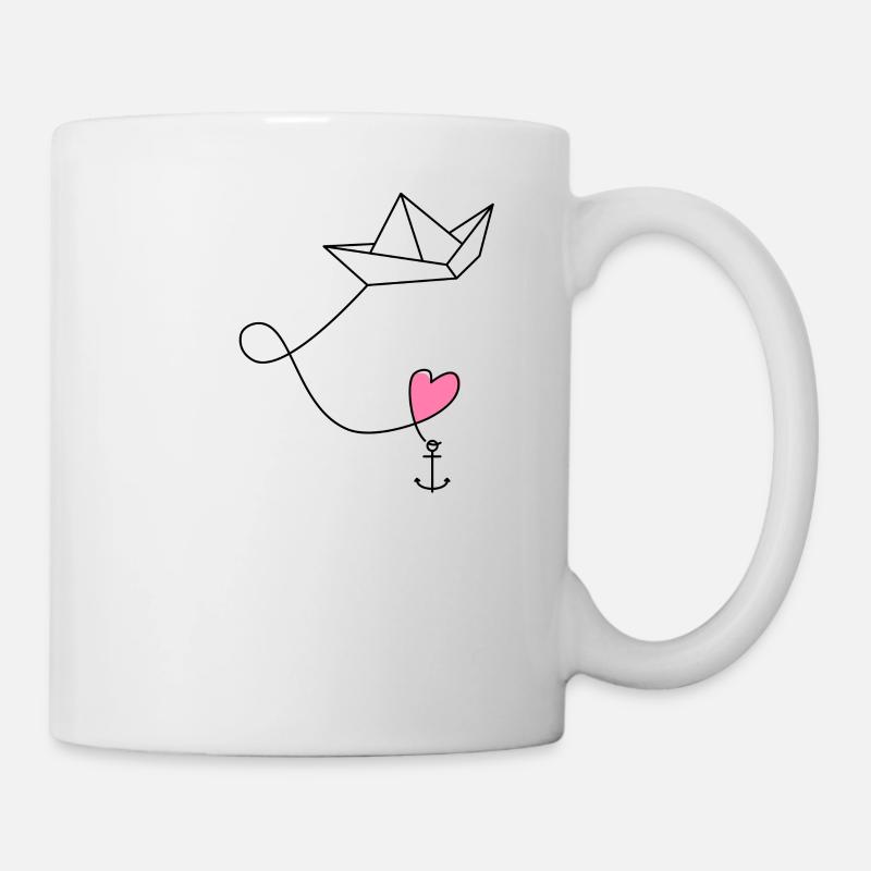 Papierschiff Papierboot mit Anker im Meer - Tasse - Weiß