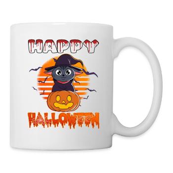 Halloween Creepy Cat Witch Pumpkin - Mug - white - Right