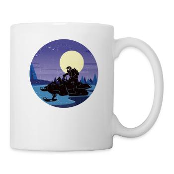 Motoneige hiver motoneigistes glace paysage - Mug blanc - blanc - Droite