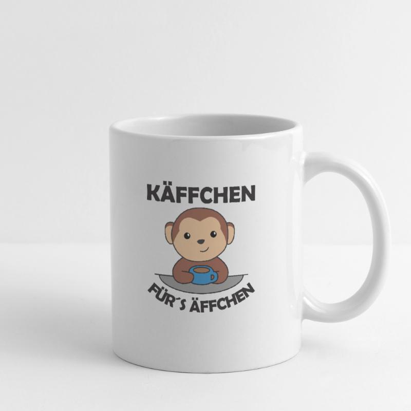 Käffchen fürs Äffchen ein lustiger Affe mit Kaffee Tasse