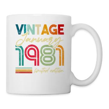 Retro Vintage born 1981 Birthday January 1981 - Mug - white - Right