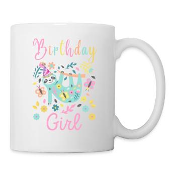Girl Birthday Sloth Floral Sloths Lover - Mug - white - Right