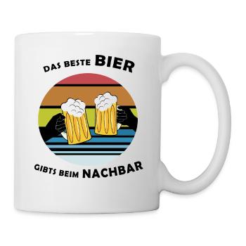 Herren bester Nachbar Lustiger Spruch Bier - Tasse - Weiß - Rechts