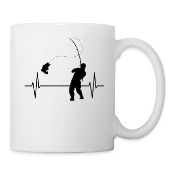 Angler With Fishing Rod Fisherman Heartbeat Gift - Mug - white - Right