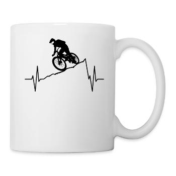 Downhill Mountainbiking ligne de rythme cardiaque cadeau - Mug blanc - blanc - Droite