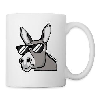 Âne Avec lunettes de soleil Maison Ferme Animaux Cadeau - Mug blanc - blanc - Droite