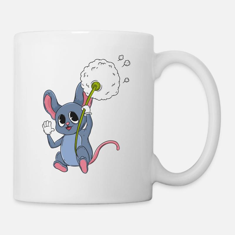 Souris avec pissenlit - Mug blanc - blanc