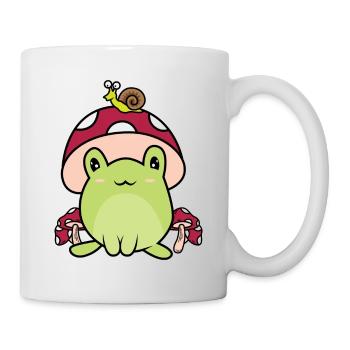 Book Lover Frog with Mushroom Hat Cottagecore Gobl - Mug - white - Right