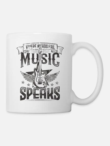 Music Speaks Hard Rock Music Rocker Band Gitarre - Tasse - Weiß