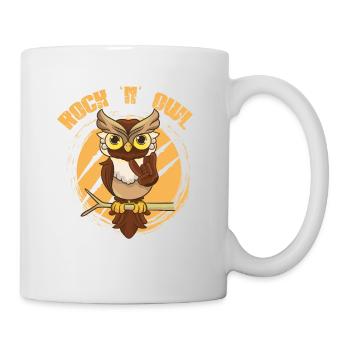Eule Rock 'n' Owl wie Rock n Roll Born to be Rock - Tasse - Weiß - Rechts