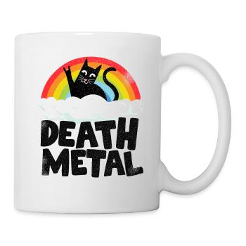 Death Metal Katze Regenbogen Retro Heavy Metal - Tasse - Weiß - Rechts