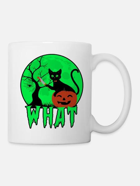 Quel chat avec un couteau, chat effrayant avec un couteau Halloween - Mug blanc - blanc