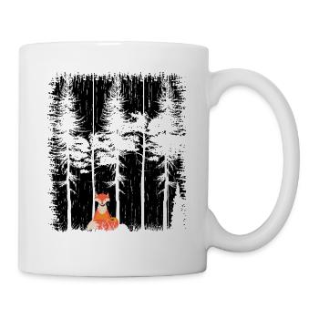 Sweet Fox in the Forest Retro Pattern Vintage Tree Forest - Mug - white - Right