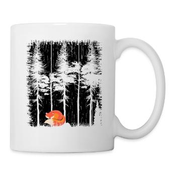Sweet Fox in the Forest Retro Pattern Vintage Tree Forest - Mug - white - Right