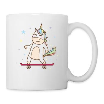 Fantasie Pferd Einhorn auf dem Skateboard - Tasse - Weiß - Rechts