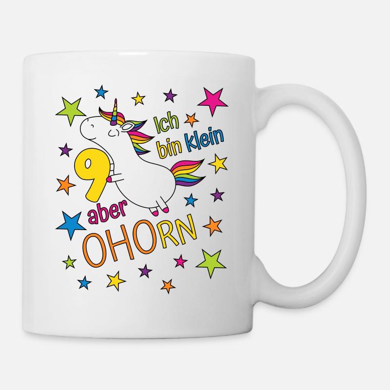 9 Jahre Mädchen Einhorn Ich bin klein aber ohorn 9 - Tasse - Weiß